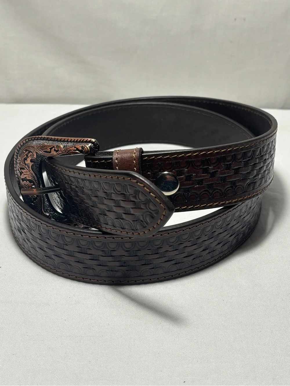 New Western Fullgrain Leather Belt Handmade by Leather Artisans Brown Size 34